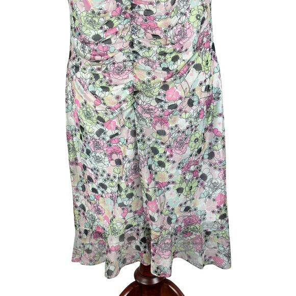 BCBGENERATION RUCHED MESH FLORAL MINI DRESS IN GARDEN‎ NWT WOMEN'S SIZE 16 - Picture 7 of 16
